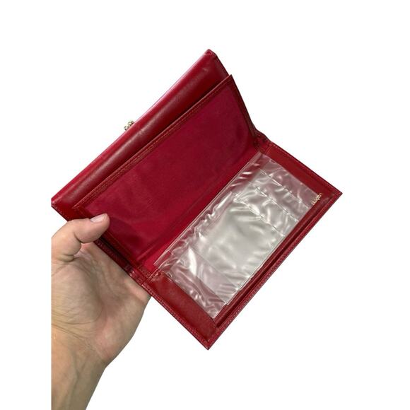 Buxton Red Leather Wallet w/ Button Closure and Coin Purse Checkbook - Picture 5 of 7